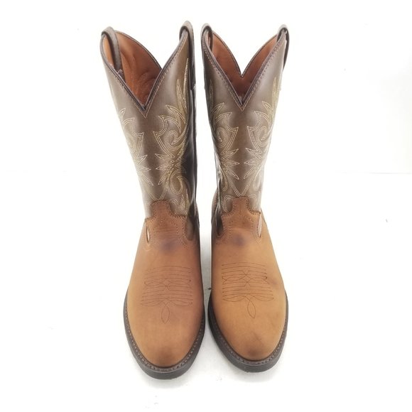 Laredo Paris 4242 Men's Brown Leather Western Cowboy Vamp Boots size 10D - Picture 8 of 12